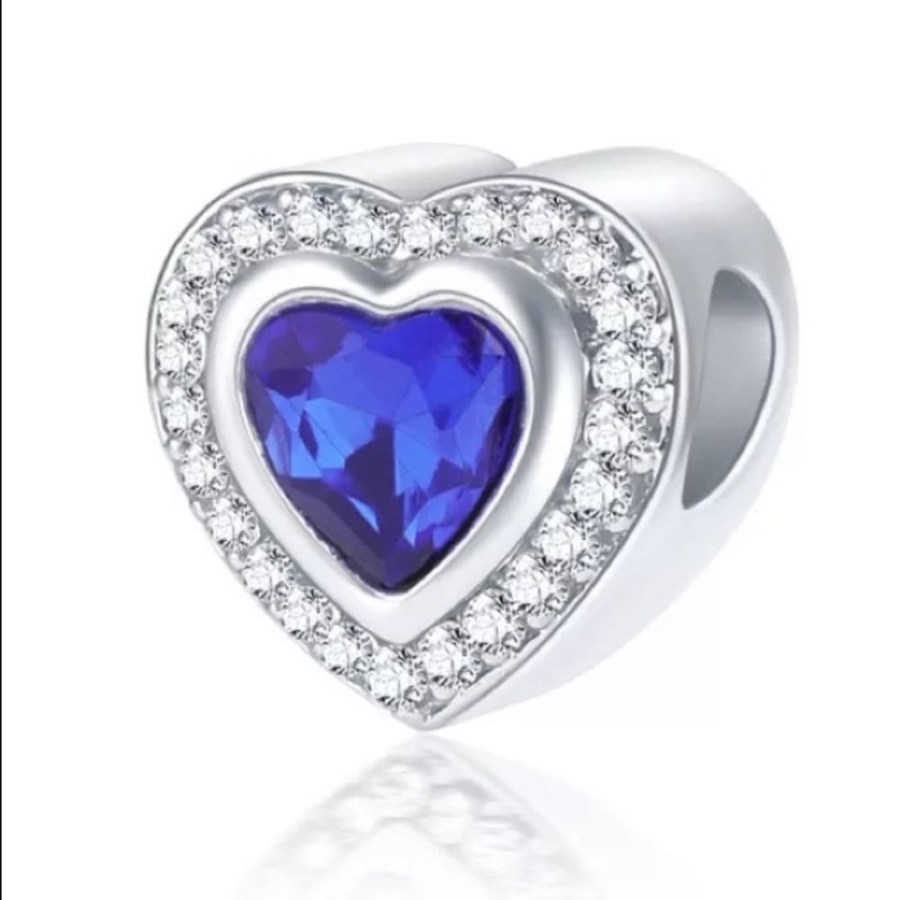 💙💙REAL STERLING SILVER HEART WITH VIBRANT BLUE CRYSTAL CHARM💙💙